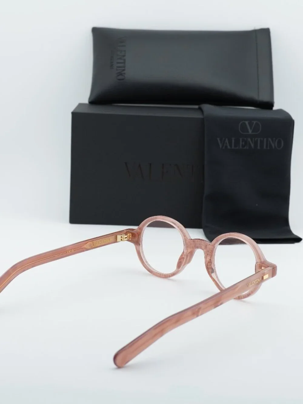 Valentino VLX-185E Eyeglasses Pink with Stones 43mm Round Frame